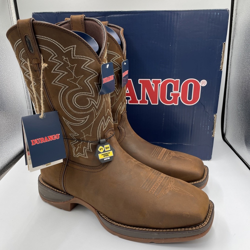 Durango‎ Men's Rebel Brown Square Steel Toe Work Boots Size 14 WIDE (EE) NEW